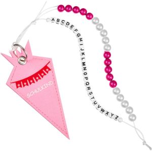 Cadeaux de Rentrée Porte-Clés Étudiant 1 Chaîne de Calcul avec 20 Perles de Calcul 1 Chaîne de Perles Lettres avec 26 Lettres Alphabet Perles pour Garçons et Filles (Rose) - Neuf