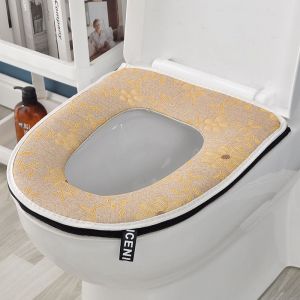 abattant de toilette étanche (fleurs en relief kaki), U - Neuf