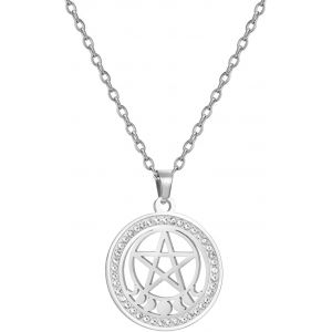 Collier De Phase De Lune Pour Les Femmes Pentagramme Pendentif Pentacle Triple D&eacute;esse Soleil Croissant Lune Pleine Lune Charme Bijoux Pa&iuml;ens Cadeau Wiccan - Neuf