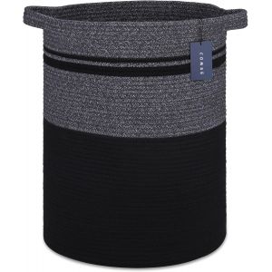 LETNERNY-Panier À Linge Extra Large En Corde De Coton Tissée Pour Jouets, Vêtements, Serviettes, 40 X 55 Cm, Noir - Neuf