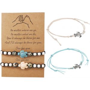 Kal-2 Bracelets Tortue, 2 Bracelets De Cheville Tortue, Bracelets De R&eacute;glage Tress&eacute;s, Bracelets De Cheville En Corde De Chanvre, Cha&icirc;nes De Bijoux De Couple Et D'amiti&eacute; - Neuf