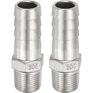 Kalanka-Raccord De Tuyau &Agrave; Barbe En Acier Inoxydable 304, Lot De 2 Raccords De Tuyau &Agrave; Barbe De 5/8"" X Filetage Npt De 3/8"" Adaptateur De Connecteur De Tuyau Rapide Pour Raccordement D'air - Neuf