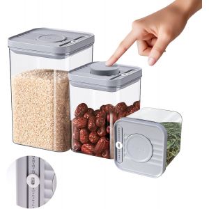 Boite De Rangement Cuisine Lot De 3 Boites Hermetique Avec Couvercle Bocaux Rangement Plastique Alimentaires Pour Cereales Farine Aliments Secs Organisation, Sans Bpa - Neuf