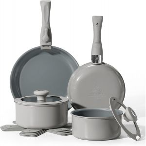 Subzonal-Lot De 14 Casseroles Et Po&ecirc;les En C&eacute;ramique Antiadh&eacute;sives, Avec Poign&eacute;e Amovible, Batterie De Cuisine &Agrave; Induction Pour Plaque &Agrave; Induction, Ensemble De Cuisine De Camping-Car, Passe Au Four - Neuf
