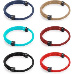 Asas-6 Pièce Bracelet Corde Homme Tressée Nautique Bracelets De Corde Marine Garcon Réglable Fait À La Main Avec Bracelet Cordon Homme De Protection D'amitié De Noeud En Métal - Neuf