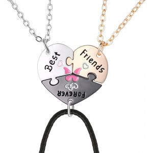 Kales-3pcs Collier D'amitié Pour Fille Et Garçon,Colliers Bff D'amitié Pour Toujours Meilleurs Amis Pour Filles Cadeaux D'anniversaire Pendentif Chaîne Cadeaux,Collier Amitié Pour 3 - Neuf