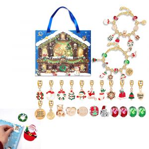 Bracelet calendrier de l'Avent &agrave; faire soi-m&ecirc;me avec 24 breloques pour le compte &agrave; rebours jusqu'&agrave; No&euml;l - Neuf