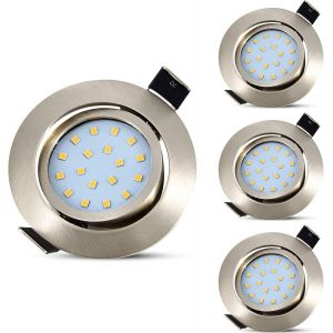Subzonal-Spot Led Encastrable Extra Plats Orientable, 4x 5w Spots De Plafond 450lm Blanc Froid 6000k, &Eacute;clairage Encastr&eacute;, Plafonnier Luminaires Int&eacute;rieur Pour Cuisine Couloir Salon - Neuf