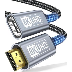 VornixorSarlshop-Rallonge HDMI 1M C&acirc;ble, C&acirc;ble d'extension HDMI 2.1 M&acirc;le vers Femelle 8K@60Hz 4K@120Hz/144Hz 48Gbps, High Speed UHD eARC HDCP 2.3, Compatible avec TV Stick, HDTV, PS5/PS4 - Neuf