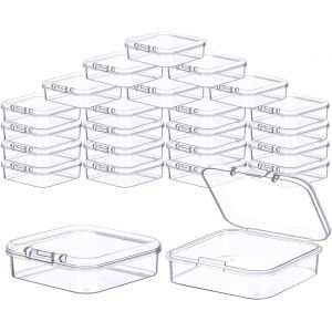 TIANYI-24 Pièces Petite Boite de Rangement, 6.5 * 6.5 * 2cm Mini Boite Rangement Plastique avec Couvercle, Boite de Rangement Transparente pour Petits Objets et Autres Projets D'artisanat - Neuf
