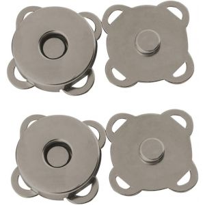 Sjzg-Lot De 2 Boutons-Pression Magn&eacute;tiques En M&eacute;tal - Accessoire De Couture Pour La Fabrication De V&ecirc;tements (14 Mm, Noir M&eacute;tallique) - Neuf