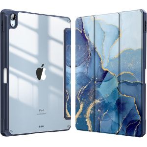 LORANKA-Coque pour iPad Air 11 Pouces M3/M2 (2025/2024), iPad Air 5/4 10.9 Pouces (2022/2020) - [Rangement de Stylet] Housse Transparente Claire Etui Antichoc Veille/R&eacute;veil Auto, Marbre Oc&eacute;an - Neuf