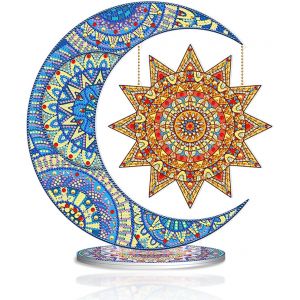 Ayuhr-Diamond Painting Ornement De Table Diamant Painting Décoration De Table Peinture Diamant Ornement De Bureau Diamond-Painting Sur Socle Point De Croix Kit Broderie Puzzle Lune Étoile - Neuf