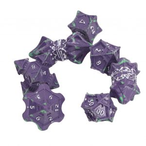 HJLIAN Jeu de des en alliage leger et accrocheur, ideal pour jouer a des jeux et pour l'artisanat ancien, violet et vert - Neuf