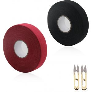 Bande De Hockey Hockey Antidérapante,2 Pièces Ruban Antidérapant,Ruban De Hockey Adapté Aux Raquettes De Badminton,Raquettes De Tennis Et Cannes À Pêche Avec 2 Pièces Ciseaux (25m × 2,5cm) - Neuf
