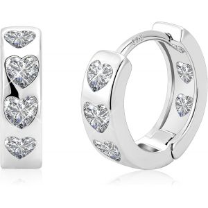 Kal-Boucles D'oreilles Créoles Or/Argent, Créoles Petites Épaisses Avec Zircone, Hypoallergéniques, Argent 925 Post, Plaqué Or 14 Carats, Pour Femme, Homme - Neuf