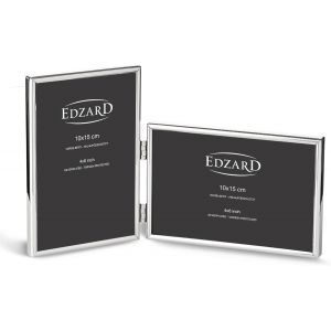 CMWX-Double cadre photo Otto pour 2 photos de 10 x 15 cm, format portrait et paysage, plaqué argent, anti-ternissement, avec dos en velours, cadre photo à poser - Neuf