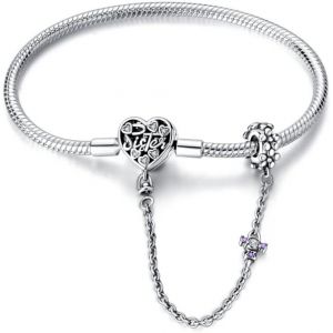 Bracelet Femme 925 En Argent Sterling Bracelet En Argent Sterling Avec Cha&icirc;ne Serpent, Libellule Et Tr&egrave;fle Avec 5a Cubic Zirconia, Cadeau Pour Femme - Neuf