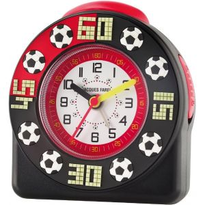 Kal-Réveil Analogique À Quartz Pour Enfant - Motif Football 3d - Noir/Rouge - Sans Tic-Tac - Fonction Snooze - Acw 31 - Neuf