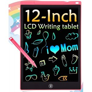 KALANKA-Tablette D'écriture LCD Tablette de Dessin Colorée de 12 Pouces pour Enfants, 4 12 Jouets pour Filles Garçons, Cadeaux Effaçables Et réutilisables, Jouet d'anniversaire de Noël pour Enfants - Neuf