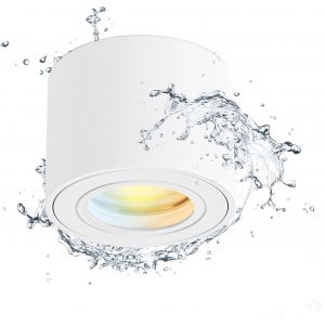 KAL-Spot En Saillie Blanc Dimmable Ip44, Plafonnier Salle De Bain 5W 3Cct 3000K/ 4000K/ 6500K Modules Led, Spot Led En Saillie Plafond 230V Imperméable, Spots De Plafond Ø80X60Mm Aluminium - Neuf