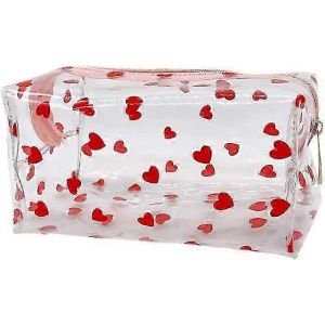 Trousses de maquillage transparentes Sac à cosmétiques Sac de lavage de voyage Trousse de rangement pour les femmes Filles Coeur - Neuf
