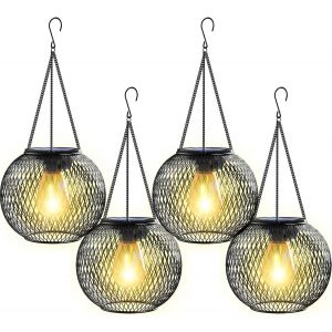 Lanterne Solaire Exterieur Jardin, Lampes Solaires Extérieure En Métale Ip65 Étanche Lanterne Led Blanc Chaud Lanterne Suspendue Pour Halloween, Noël-2 Paquet - Neuf