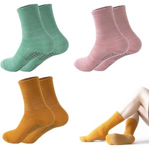 3 Paires Chaussette Yoga - Chaussette Antiderapante Femme -Chaussettes De Yoga Antid&eacute;rapantes Pour Femmes - Coton Pour Pilates, Barre, Danse Et Yoga &Agrave; La Maison - Neuf