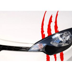 Autocollant de voiture, autocollant réfléchissant, griffes de monstre, rayures, phare, pare-chocs, autocollant étanche (rouge) - Neuf