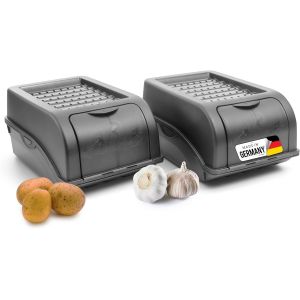Subzonal-Lot De 2 Bo&icirc;tes De Rangement Pour Pommes De Terre - 3,5 L - Gris Anthracite - Bo&icirc;te &Agrave; Oignons - Bo&icirc;te &Agrave; L&eacute;gumes Empilable - Bo&icirc;te De Rangement Pour Pommes De Terre, Oignons, Pommes De Terre - Neuf