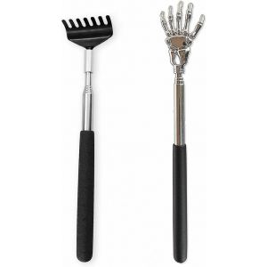 Kal-Gratte-Dos Télescopique Gratte-Dos Portatif, Scratcher Arrière Acier Inoxydable Main Squelette Grattoir À Dos Extensible Grattoir À Dos, Pour Masseur De Dos De Tête Et Se Gratter Le Do - Neuf