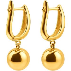 Kal-Boucles D'oreilles Boule Pour Femme - Boucles D'oreilles En Laiton Avec Finition En Bain D'or 18 Carats Et Argent Sterling - Boucles D'oreilles Cr&eacute;oles Avec Fermeture &Agrave; Levier - Bijoux Pour - Neuf