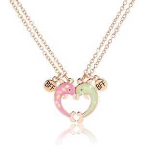 Kal-2 Pièces, Collier D'amitié Pour 2 Filles, Bff Colliers Chaîne Pendentif Dauphin Or, Best Friends Forever Colliers, Amitié Bijoux Cadeaux Pour Enfants Mère Amis S?urs - Neuf