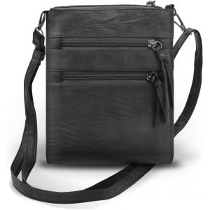 RFCBC-Sac à bandoulière pour femme - 4 poches zippées - En cuir synthétique souple - Petit rétro - Avec sangles amovibles et réglables - Neuf