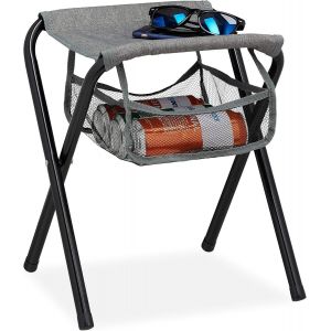 Lbgwp60-Tabouret De Camping Avec Poche, Pliant, Sans Dossier, Pêche, Jardin, Cha À Transporter, 40x35x30 Cm, Gris - Neuf