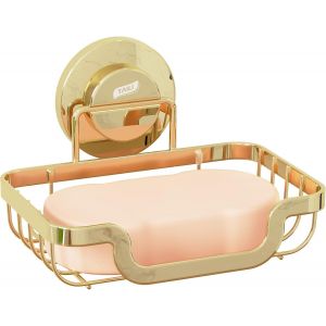 Porte-Savon À Ventouse,Porte-Savon pour Mur De Douche,Plateau Égouttoir pour Salle De Bain,Porte-Éponge en Acier Inoxydable Antirouille pour Baignoire,Cuisine,sans Perçage,Doré - Neuf