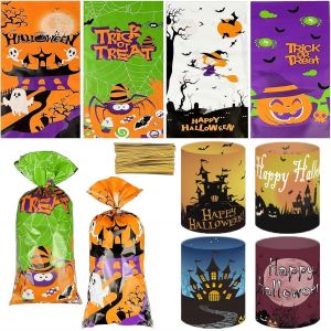 8 Pièces Lanterne Halloween Décoration, 50 Pièces Sachet Bonbon Halloween, Sac Cadeau, Citrouille/Chauve-Souris/SorcièRe/Toile d'araignée Decoration, Fournitures de Fête de - Neuf