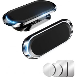 2PCS Supports Magn&eacute;tiques pour Voiture 360 &deg; Rotation Aimant&eacute;e pour T&eacute;l&eacute;phone Portable, Support de Voiture pour Tableau de Bord pour iPhone 16 15 Pro XS Max XR X 8 7, Noir+Noir - Neuf