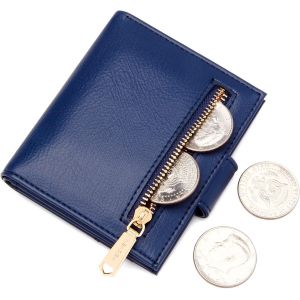Petit Portefeuille Pour Femme - Mini Portefeuille En Cuir Synth&eacute;tique - Format Court - Avec 11 Compartiments Pour Cartes,Bleu Marine,Classique - Neuf