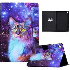 Kal-&Eacute;tui Coque Pour Samsung Galaxy Tab A8 10,5 Pouces 2022 2021 Sm-X200/ X205/ X207 Housse &Eacute;tui De Protection Avec Veille/R&eacute;veil Automatique Pour Samsung Galaxy Tab A8 2022/2021, Chat &Eacute;toil&eacute; - Neuf
