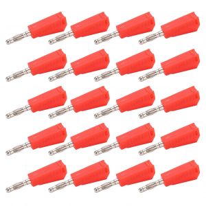 Lot de 20 fiches bananes 4 mm/0,16 po, faible perte de signal de transmission, courant stable, connecteur electrique compact et pratique, rouge - Neuf