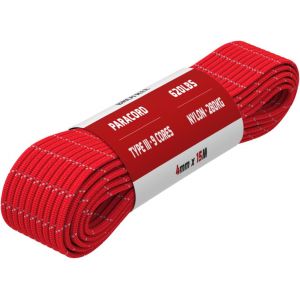 Eryi-Paracorde 4mm 9 Brins Corde En 100% Nylon (15m, 30m, 50m) Type Iii Corde Parachute Pour Survie, Extérieur, Bricolage - 280kg Charge De Rupture (Réfléchissant Rouge, 15m) - Neuf