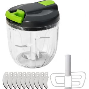 Hachoir Manuel À Oignons 900 Ml, Hachoir À Oignons, Hachoir À Légumes, Hachoir Manuel Avec 10 Lames En Acier Inoxydable Et 1 Mixeur, Hachoir Multifonction Onion Chopper - Neuf