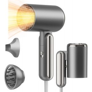 Sèche Cheveux Avec Diffuseur, 1800w Ionique Hair Dryer Avec Bouclés & Buses De Coiffage, 60000 Tr/Min,Concentrateur | Compact, Silencieux | Idéal Voyages Et Gym, 3 Températures/2 Vitesses - Neuf