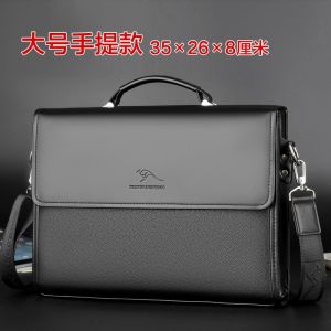 Sac fourre-tout en cuir PU pour hommes,étui à bombes,sacs à main pour hommes,grands sacs pour ordinateur portable,sac à bandoulière lancé par un homme d'affaires,créateur de luxe - Black Large - Neuf