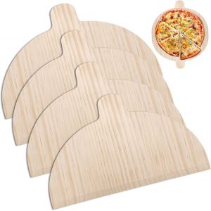 Jexnovashop-Pelle &Agrave; Pizza Bois: 4 Pi&egrave;ces Planche Pizza, Planche &Agrave; Tarte Flamb&eacute;e, Palette &Agrave; Pizza En Bois Pour Pizzas Et Pains Faits Maison, 28 X 17 Cm - Neuf
