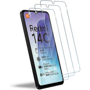 Verre Tremp&eacute; Compatible Avec Xiaomi Redmi 14c 4g/Poco C75, 3 Pi&egrave;ces 9h Duret&eacute; Protection &Eacute;cran, Anti-Rayure, Ultra Hd, Sans Bulles, Film Protection D'&eacute;cran - Transparent - Neuf