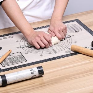 AYUHR-KITCHENRAKU KR Tapis de cuisson en silicone antiadhésif avec mesure - Tapis de cuisson pour four, rouleau pour pâte à fondant, pâtisseries de KITCHENRAKU KR (60 x 40 cm, gris) - Neuf