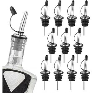 Checarzhn--No1-Becs Verseurs En Acier Inoxydable Premium - Set De 16 Avec Bouchons En Caoutchouc Pour Spiritueux, Vinaigre Et Huile - Accessoires Indispensables Pour Bar Et Cuisine - Neuf