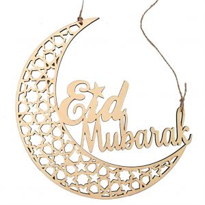 Hjlian Plaque Decorative Suspendue En Bois Pour Le Ramadan Moubarak, Couronne Decorative Musulmane, Cadeau - Neuf